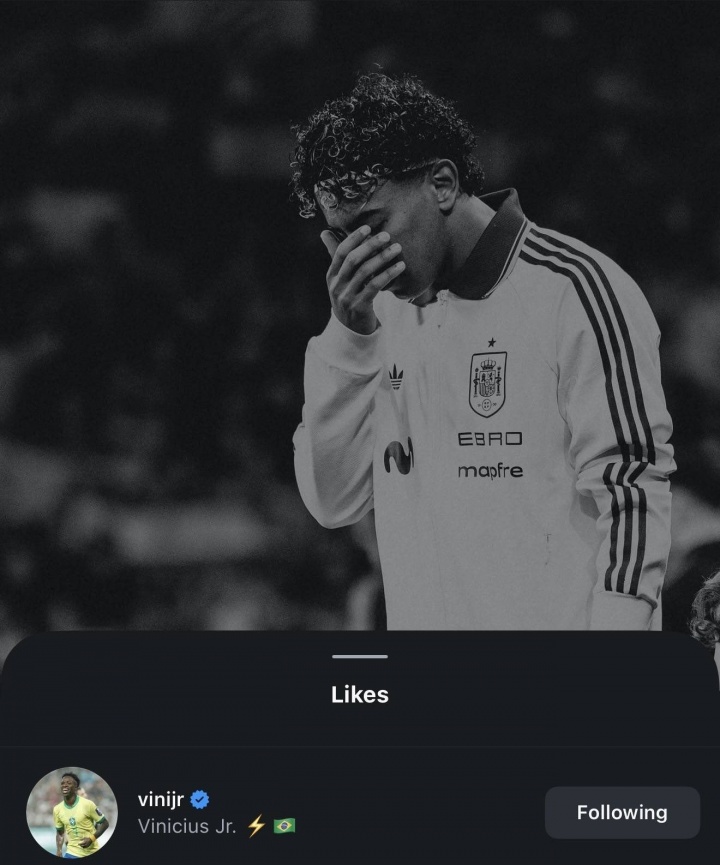 开云中国-维尼修斯点赞亚马尔谴责种族歧视帖文，前者曾多次遭遇种族歧视